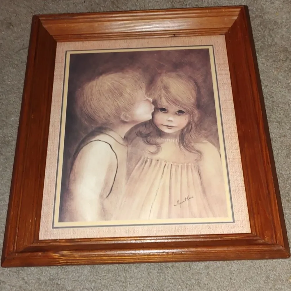 Margaret Kane “A Little Kiss”, Vintage Framed Art/Print; 17 X 20 Framed